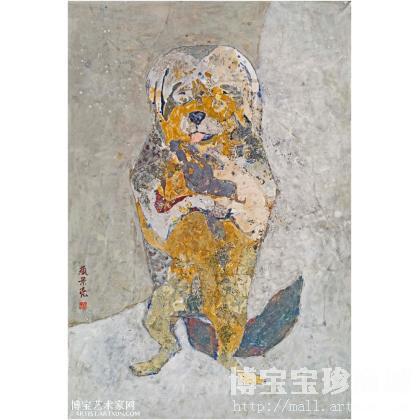 《七仔之一》 _颜景亮作品_岩彩画_国画作品 类别: 岩彩画